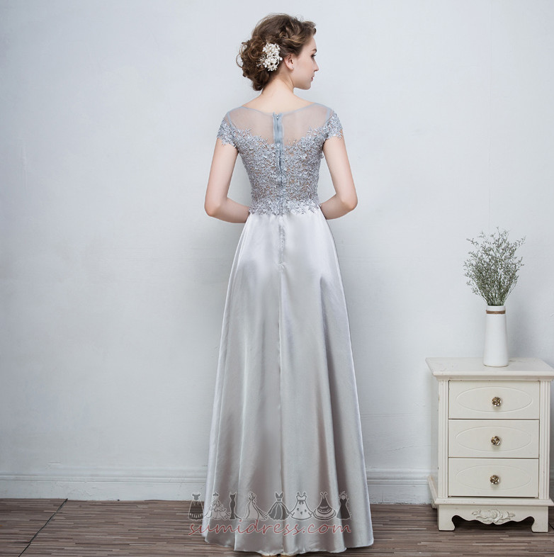 Enkellange Elegante Korte Mouwen Boothals Natuurlijk A-Lijn Bruidsmeisje jurk