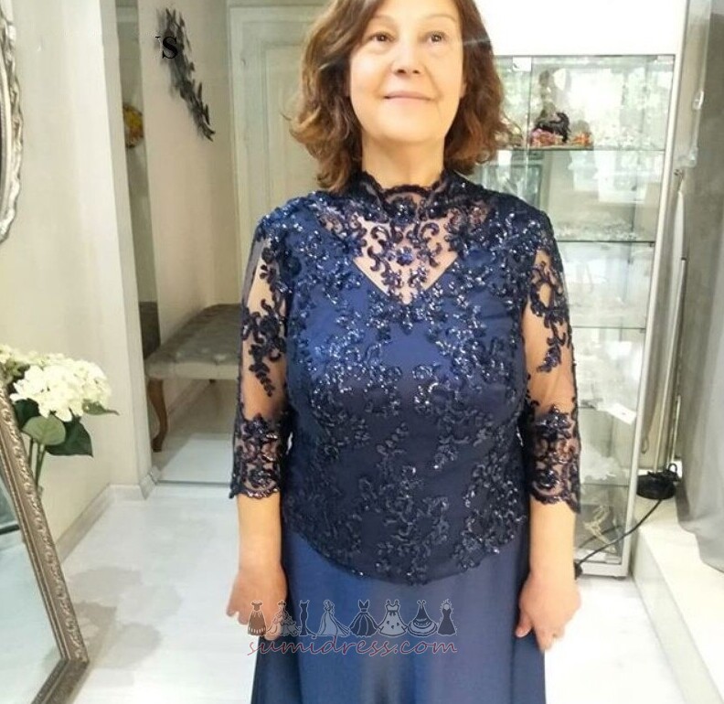 Eple Elastisk Satin Blonder overlegg Glidelås A-formet Langermet Mor kjole