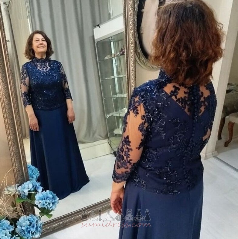 Eple Elastisk Satin Blonder overlegg Glidelås A-formet Langermet Mor kjole