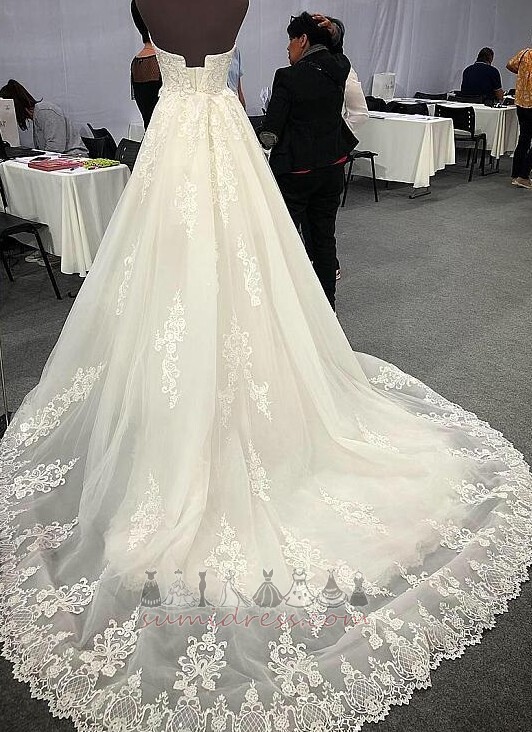 Falda de la boda Encaje Iglesia Apliques A Línea Lujoso Escote Corazón