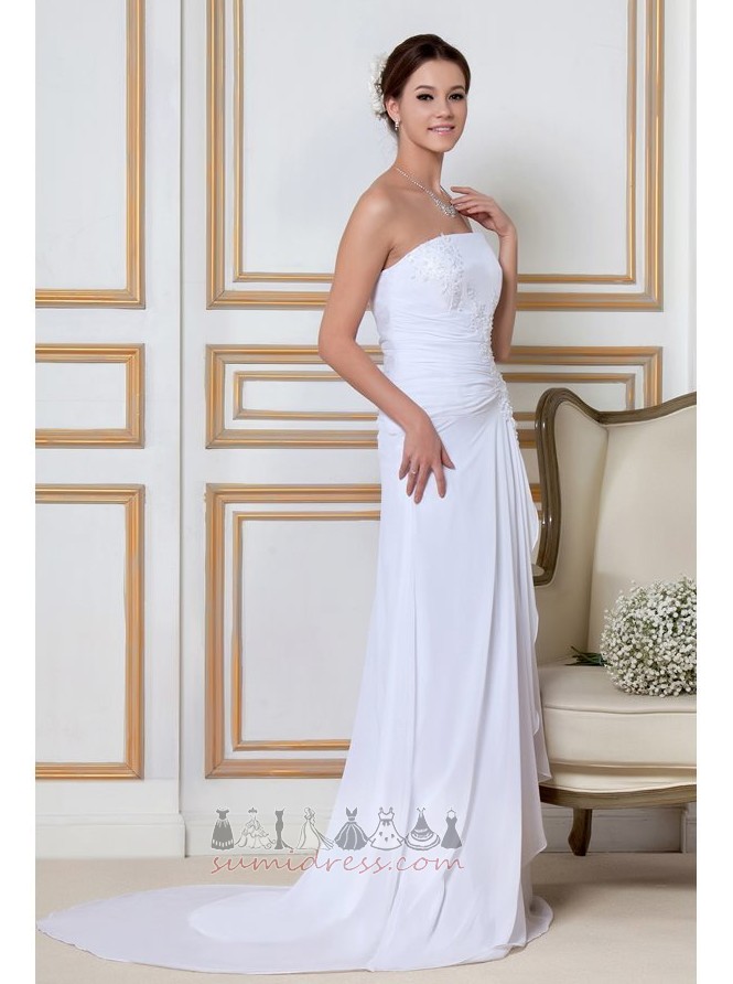 Falda de la boda Sin mangas A Línea Apliques Natural Elegante Escote sin tirantes