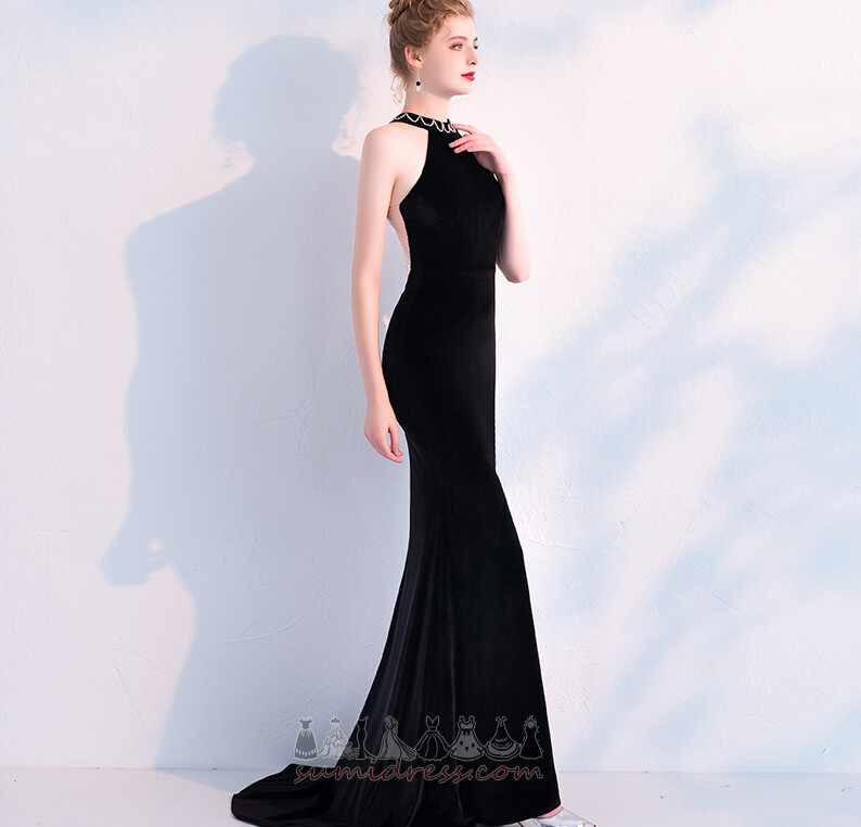 Fall Floor Length Jewel Sleeveless Natural Waist Backless Evening Dress