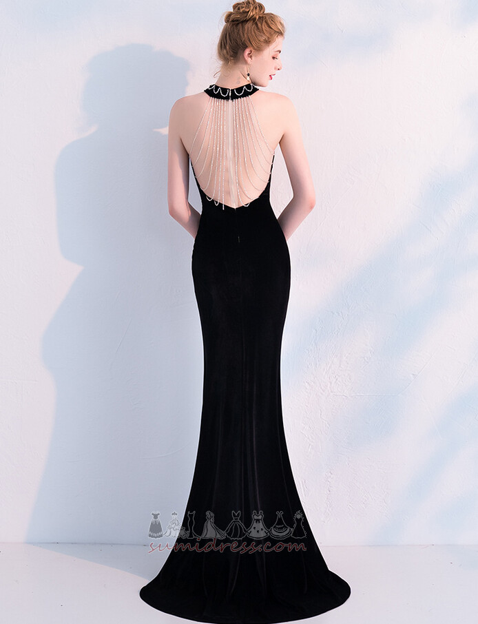 Fall Floor Length Jewel Sleeveless Natural Waist Backless Evening Dress