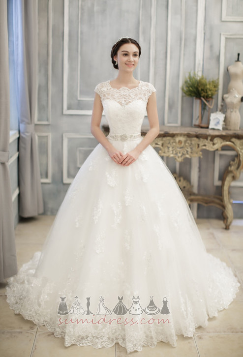 Fall Jewel A Line Accented Bow Long Court Train Wedding gown