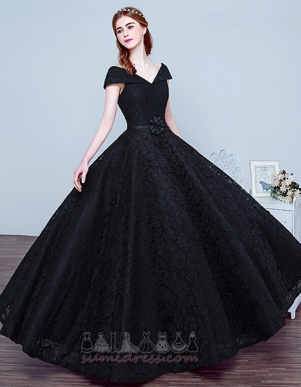 Fall Lace Lace Overlay Short Sleeves A-Line Natural Waist Prom Dress