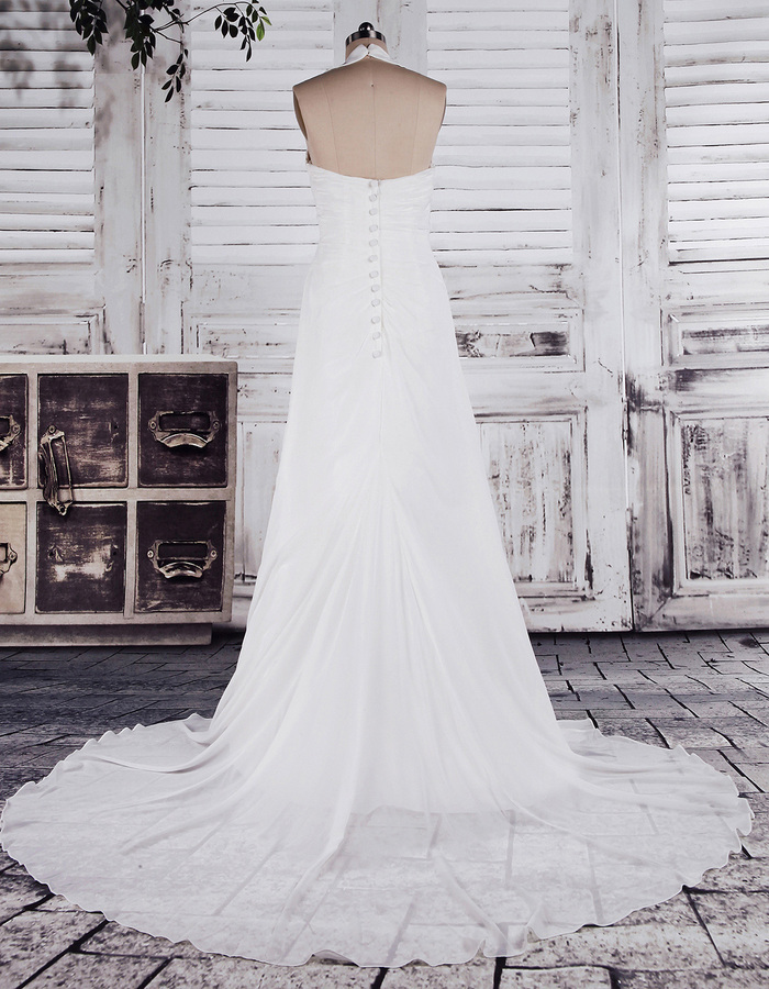 Fall Long Empire Waist Floor Length Beach Sleeveless Wedding Dress