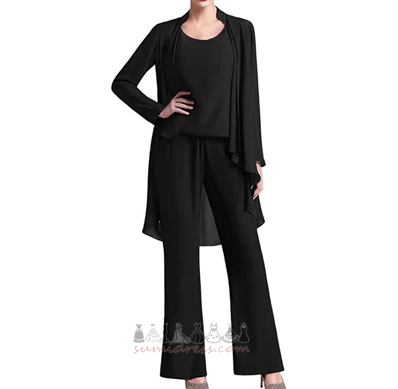 Fall T-shirt High Covered Ankle Length Jewel Chiffon Pants Suit Dresses