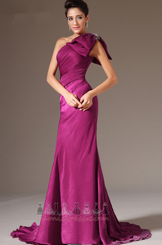 Fall Tight Accented Bow Long Chiffon One Shoulder Evening Dress