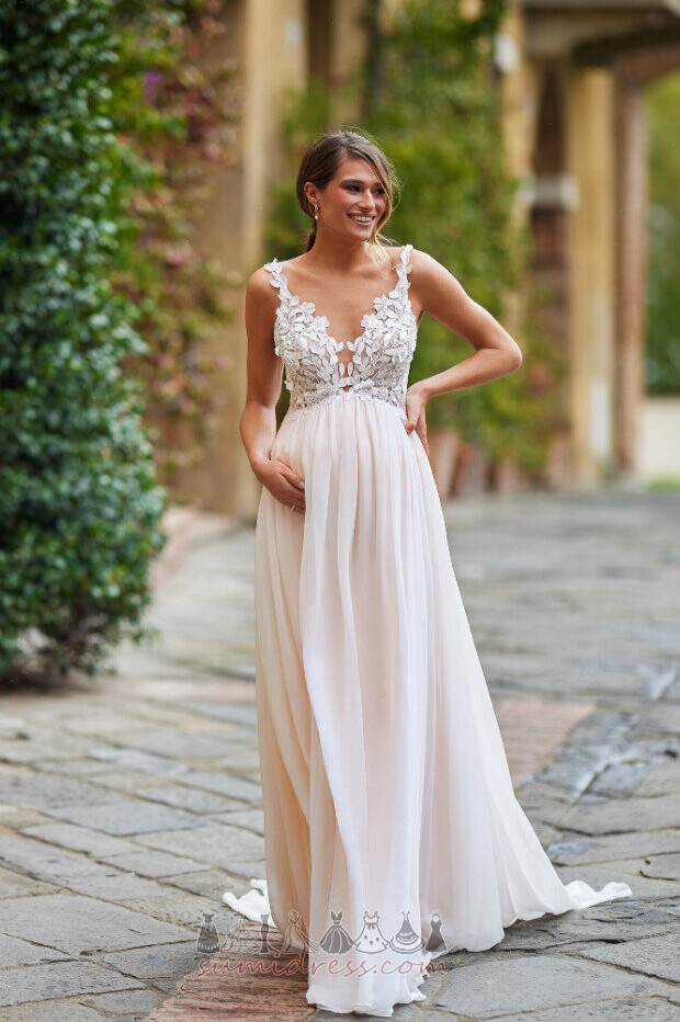 Feje Tog Draped Uden ærmer Lace Strand A-linje Bryllupskjole