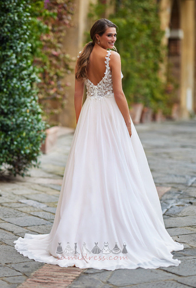 Feje Tog Draped Uden ærmer Lace Strand A-linje Bryllupskjole