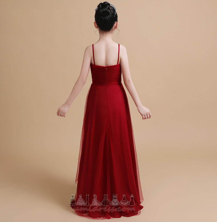 Fermuar yukarıya Doğal belden Yüksek düşük Tül Göster / Performans Çiçek kız elbisesi