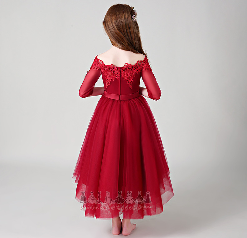 Fermuar yukarıya Sonbahar Salıncak Zarif Doğal belden Yüksek düşük Çiçek kız elbisesi