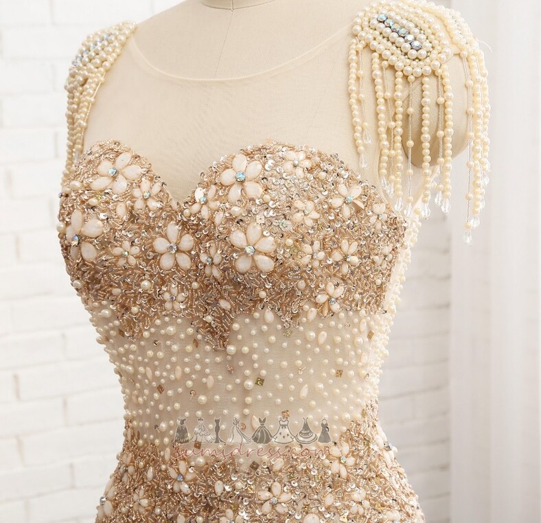 Fermuar yukarıya şık Kolsuz omuz kapalı Tül Yaz Gece elbisesi