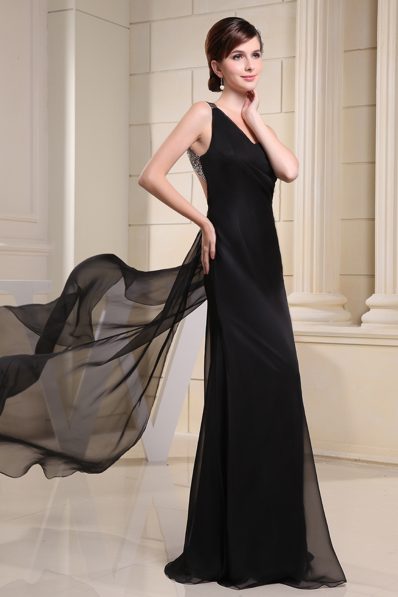 Floor Length Asymmetrical Sequined Natural Waist Zipper Up Simple Evening Dress