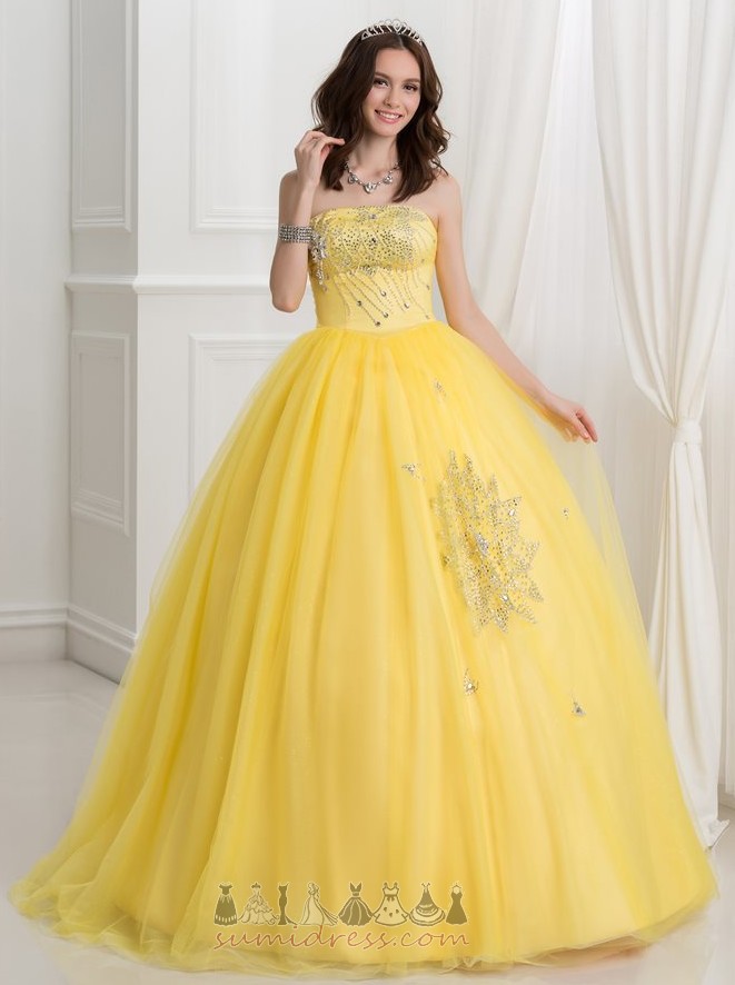 Floor Length Ball Pleated Bodice Natural Waist Triangle pleat Tulle Quinceanera Dress