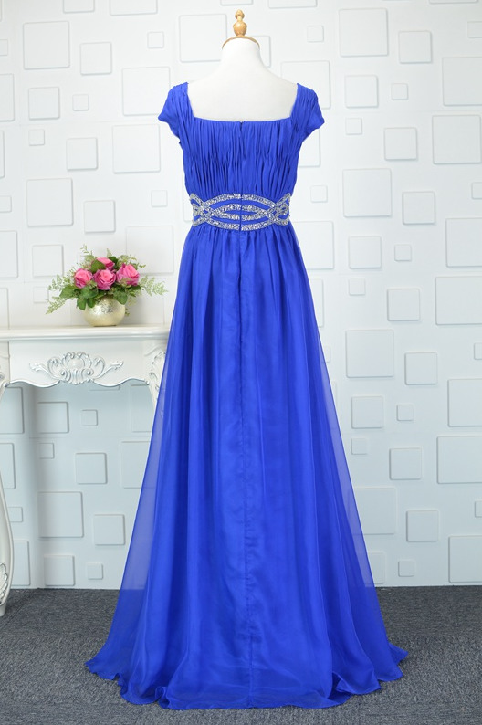 Floor Length Chiffon Square Simple Zipper Up Ruched Bridesmaid Dress