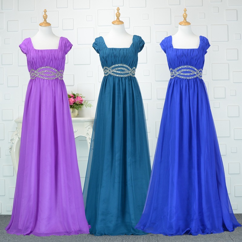 Floor Length Chiffon Square Simple Zipper Up Ruched Bridesmaid Dress