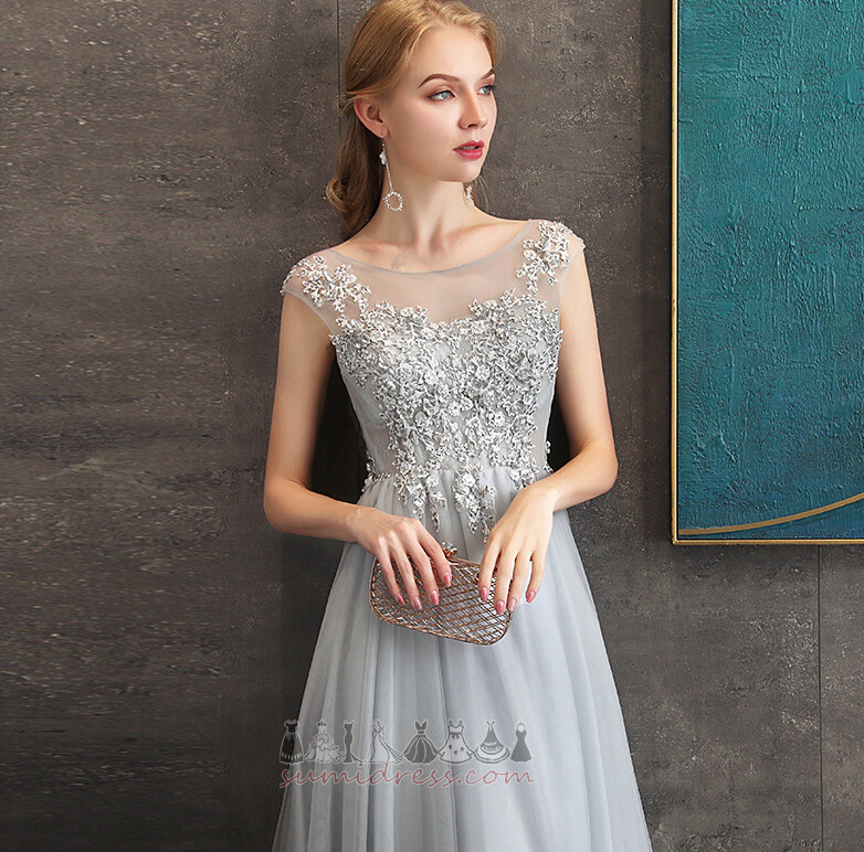 Floor Length Elegant A-Line Lace-up Sleeveless Bateau Evening Dress