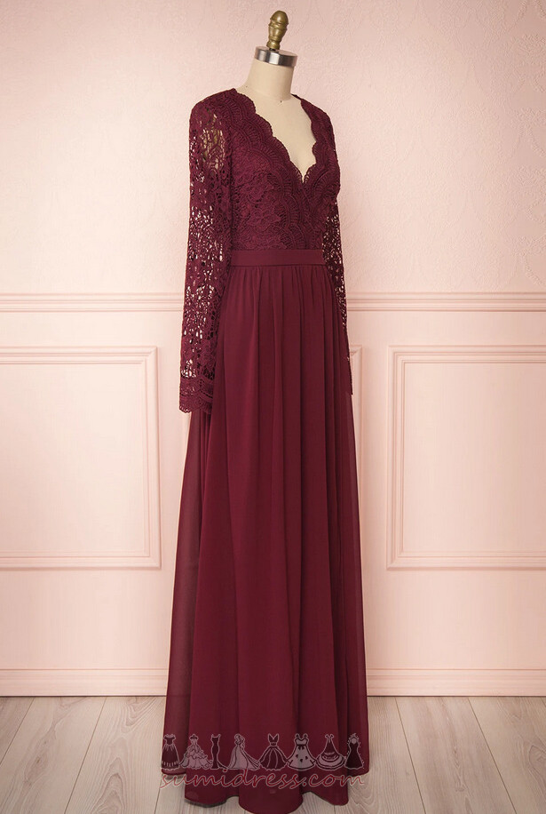 Floor Length Illusion Sleeves Party Elegant Lace Long Sleeves Evening Dress