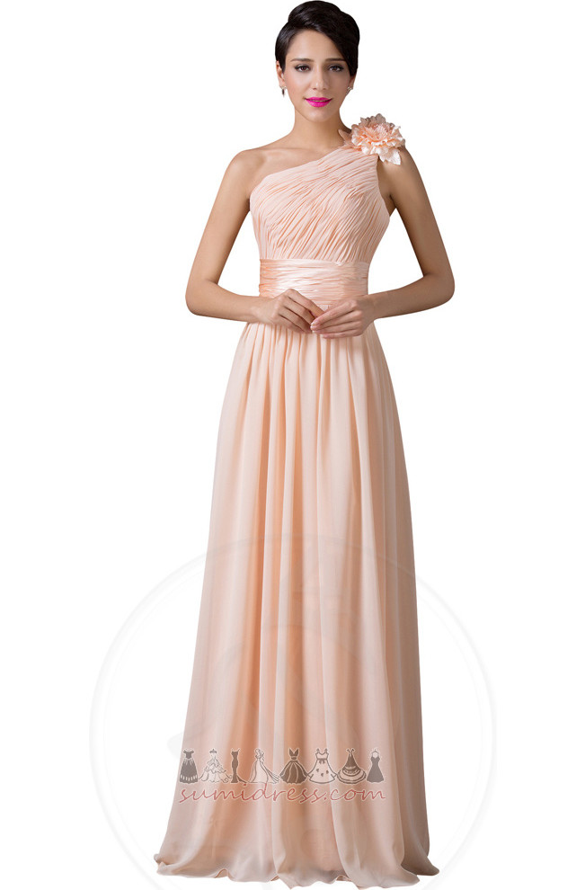 Floor Length Lace-up Sleeveless Draped Elegant One Shoulder Party Dress