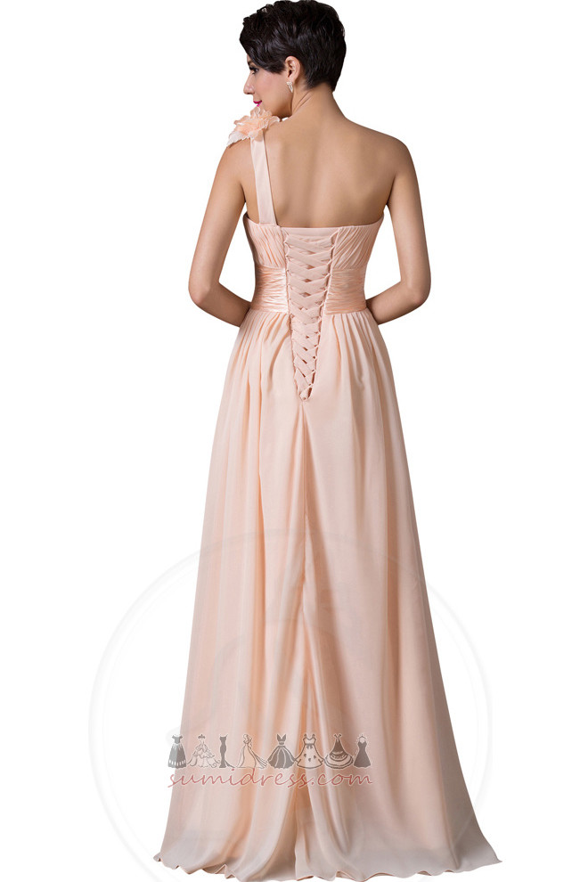 Floor Length Lace-up Sleeveless Draped Elegant One Shoulder Party Dress