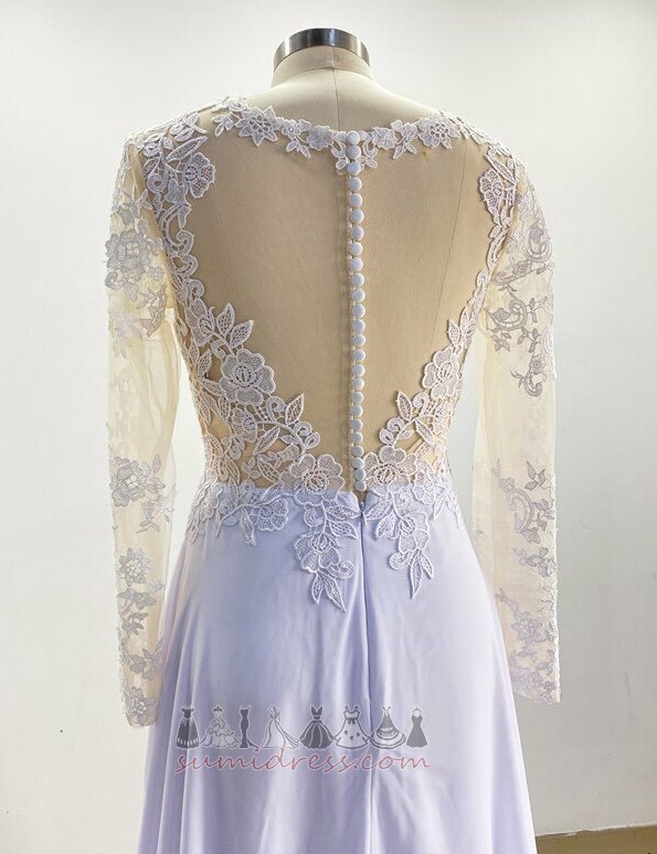 Floor Length Long Sleeves Lace Outdoor Sheer Back A-Line Wedding Dress