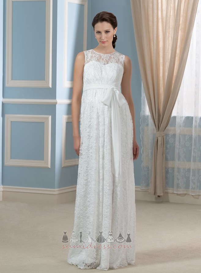 Floor Length Maternity Sashes Sheer Back Empire Bateau Wedding skirt
