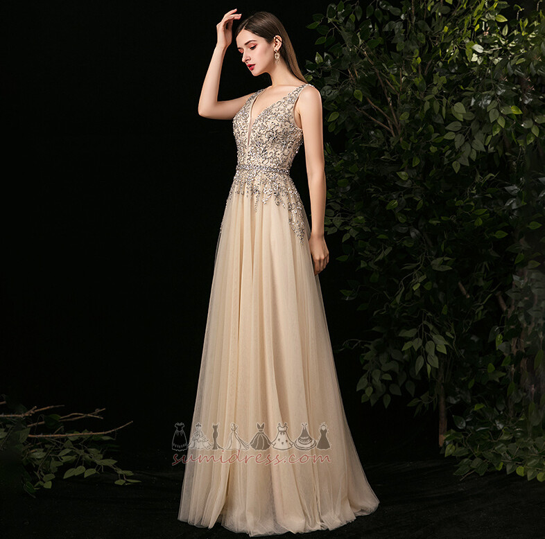 Floor Length Sleeveless Zipper Up Jewel Bodice Pear Natural Waist Prom Dress