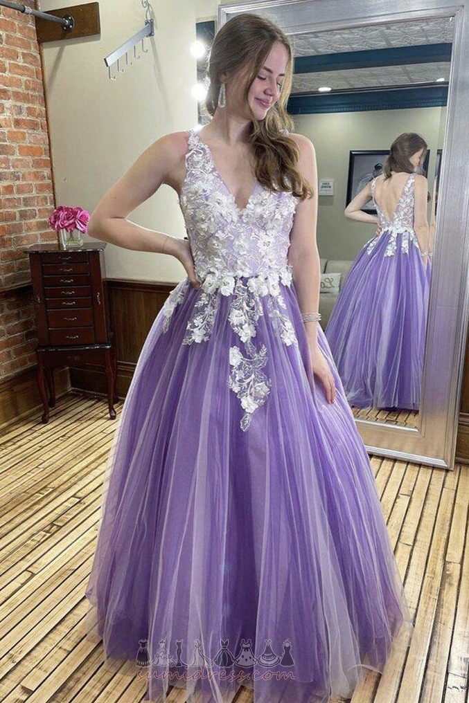 Floor Length V-Neck Formal Ball Deep v-Neck Sleeveless Prom Dress