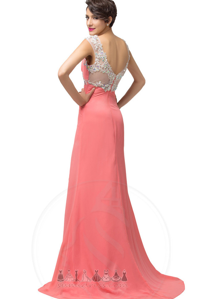 Floor Length Wide Straps Applique Sleeveless Sweep Train Natural Waist Party Dress