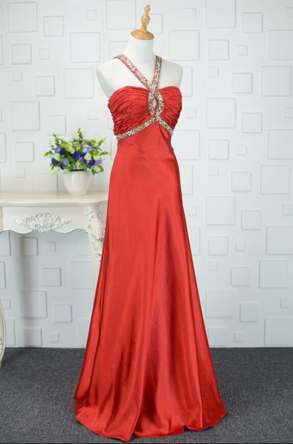Floor Length Wide Straps Elastic Satin Sleeveless Mid Back Sweep Train Prom gown
