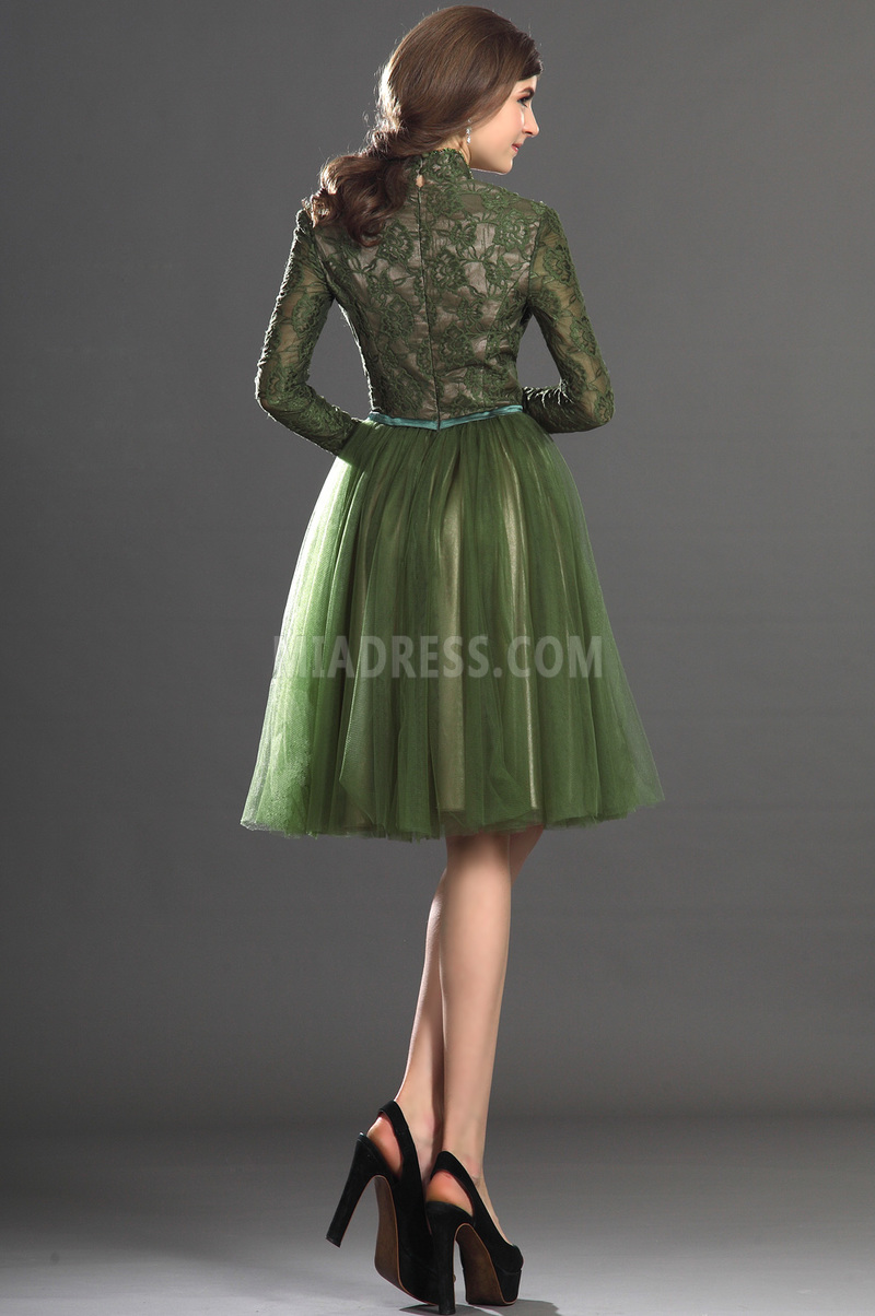 φόρεμα επάνοδος Τούλι Δαντέλα Μακρύ Μανίκι Πριγκίπισσα Κοντομάνικη μπλούζα Υψηλή καλύπτονται