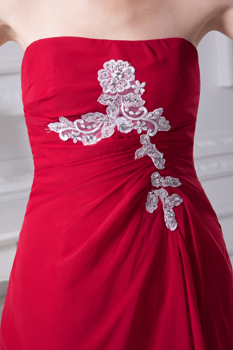 φόρεμα κοκτέιλ Αμάνικο Δαντέλα-επάνω Μέσον Σιφόν Κρυστάλλινη Φυσικό