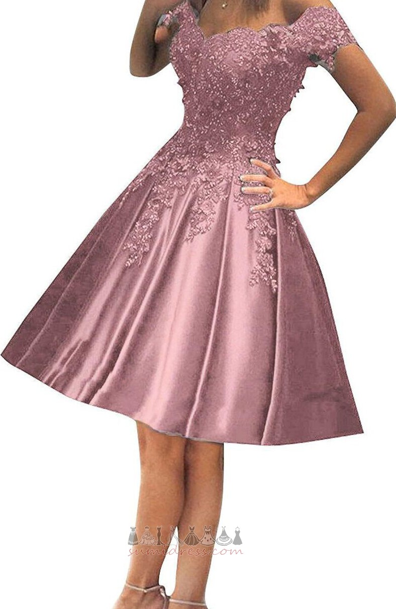 φόρεμα κοκτέιλ Δαντέλα-επάνω Κοντομάνικο Γραμμή Α Απλικέ Φυσικό Τονισμένα ροζέτα