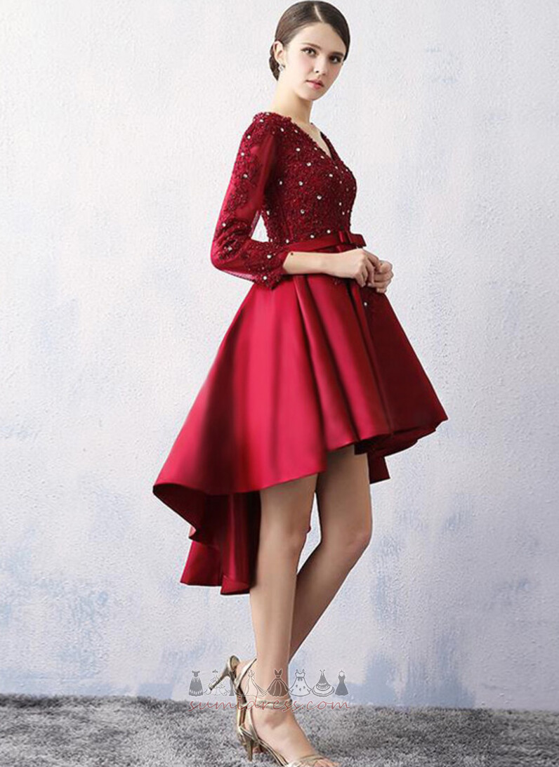 φόρεμα Κοκτέιλ Δαντέλα Λαιμόκοψη V Φθινόπωρο Ασύμμετρη Ασύμμετρη Δαντέλα-επάνω