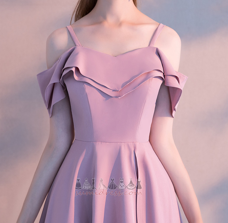φόρεμα κοκτέιλ Φερμουάρ επάνω Φυσικό Τιράντες σπαγγέτι Κοντομάνικο Ντραπέ Προσαρμοσμένες μανίκια