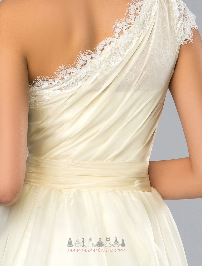 φόρεμα Κοκτέιλ Κοντό Δαντέλα Ασύμμετρα μανίκια άτυπος Φυσικό Σιφόν