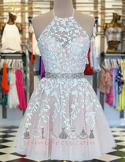 φόρεμα Κοκτέιλ Κοντό Φυσικό Κόσμημα Δαντέλα Αχλάδι Αμάνικο
