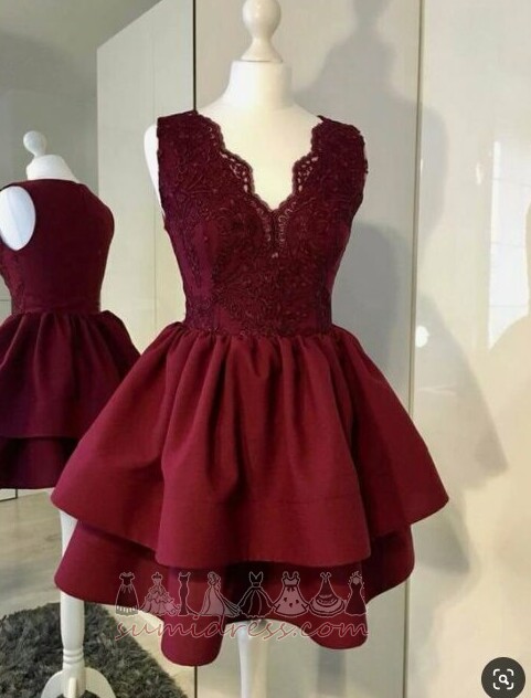 φόρεμα Κοκτέιλ Κοντό Γραμμή Α Φυσικό Βαθιά v-λαιμός Δαντέλα Άνοιξη