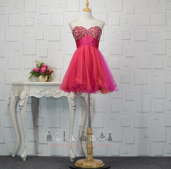 φόρεμα κοκτέιλ Κοντό Τούλι Χάντρες Γραμμή Α πολυεδρικοί μπούστο Φυσικό