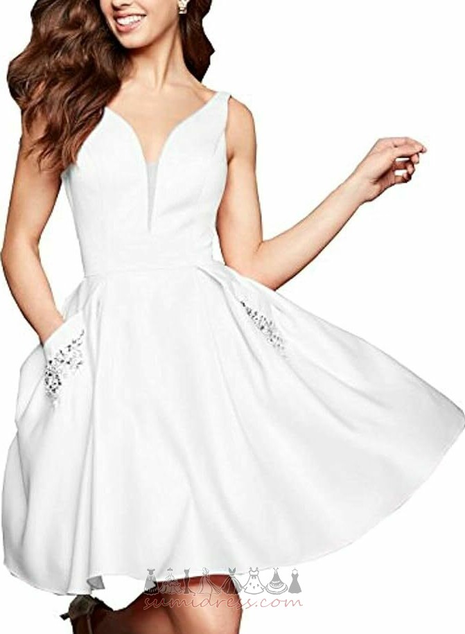 φόρεμα κοκτέιλ Λαιμόκοψη V Μέχρι το Γόνατο Μέσον Γραμμή Α Γάμος Χάντρες