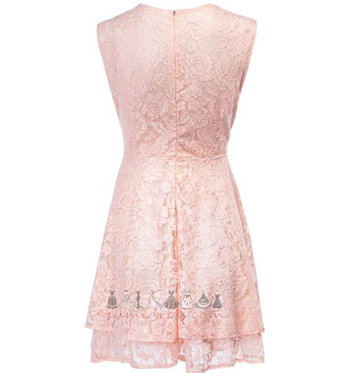 φόρεμα κοκτέιλ Μέσον πολλαπλών στρώμα κλιμακωτή Φερμουάρ επάνω Προσαρμοσμένες μανίκια