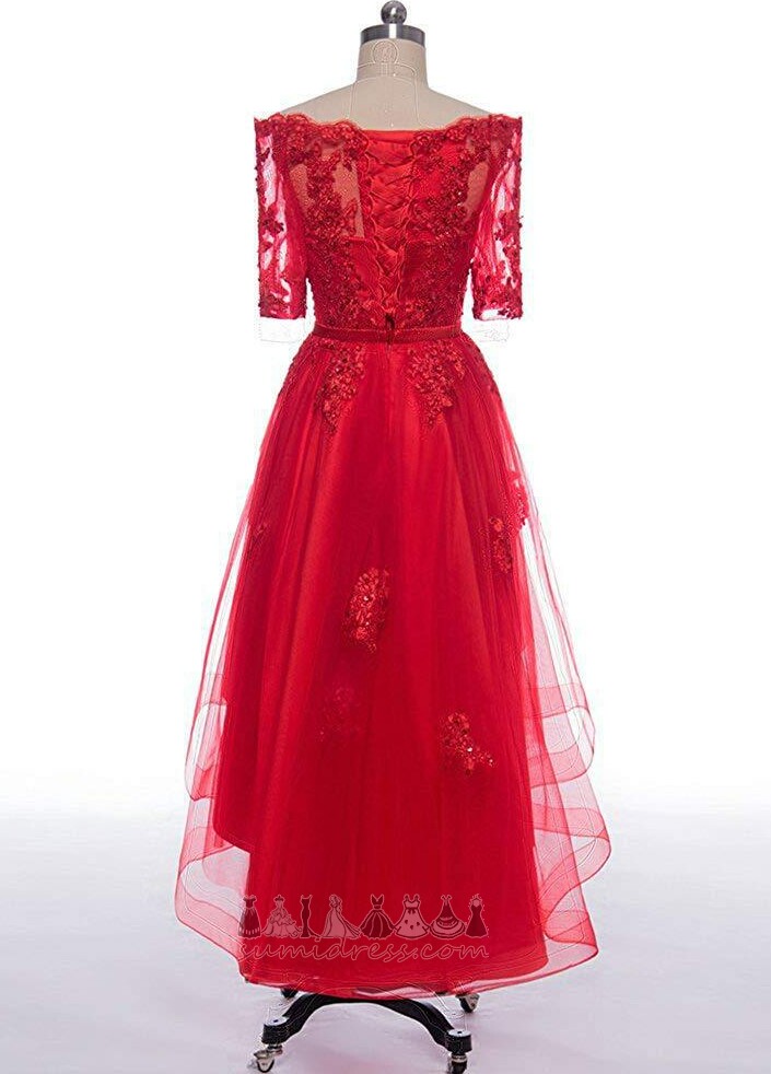 φόρεμα κοκτέιλ Οργάντζα Από τον ώμο Ασύμμετρη Ασύμμετρη Δαντέλα-επάνω πώληση