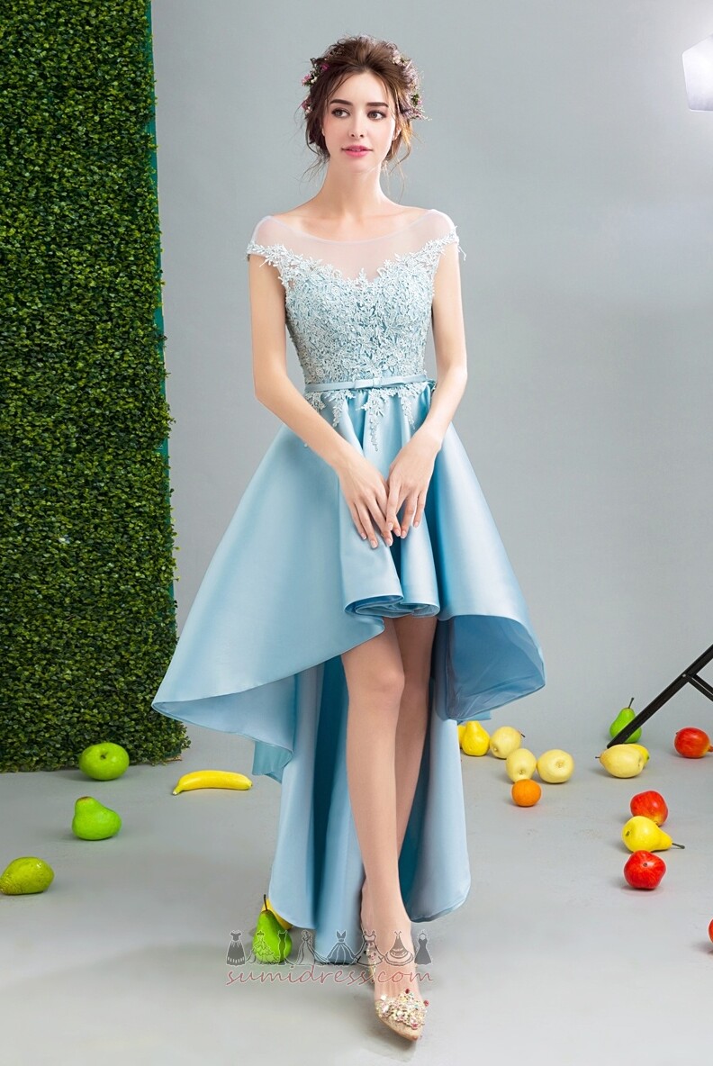 φόρεμα κοκτέιλ ποδόγυρο Ασύμμετρη υψηλή Χαμηλή Φυσικό Ασύμμετρη Τονισμένα τόξο
