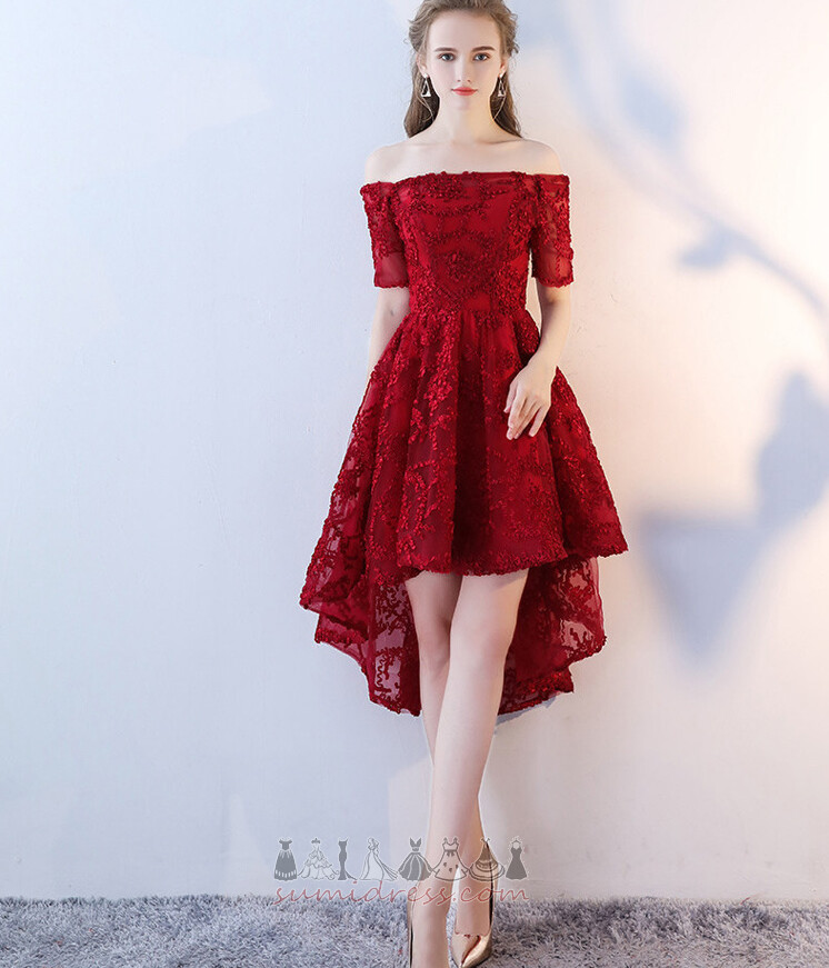φόρεμα κοκτέιλ υψηλή Χαμηλή Δαντέλα Μέσον Χάντρες Χειμώνας Φερμουάρ επάνω