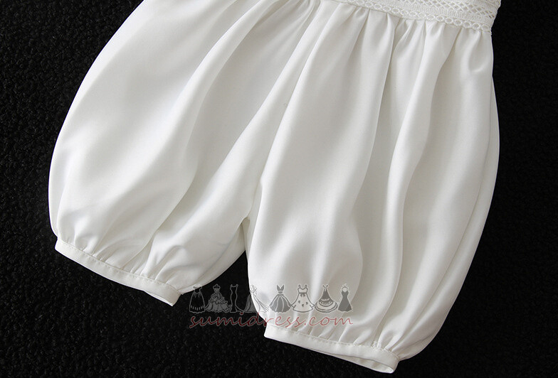 Φόρεμα βάπτισης Κοντομάνικο Κόσμημα Κοντομάνικη μπλούζα Σατέν Φυσικό Μέχρι το Γόνατο