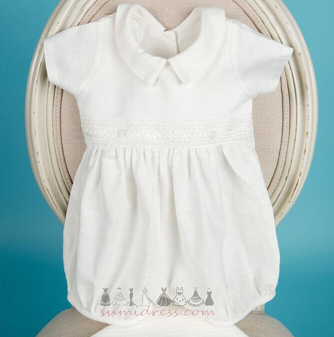 Φόρεμα βάπτισης Κοντομάνικο Κόσμημα Κοντομάνικη μπλούζα Σατέν Φυσικό Μέχρι το Γόνατο