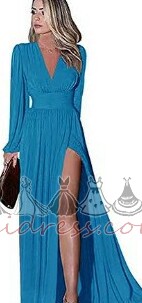 φόρεμα βραδινά Σιφόν Μηρό-υψηλές σχισμή Φανάρι Λαιμόκοψη V Φυσικό Μακρύ Μανίκι