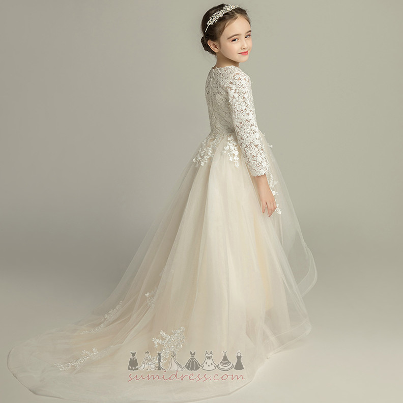 Formal A-Line T-shirt Natural Waist Applique Wedding Little girl dress