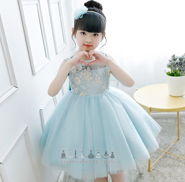 Formal Applique Zipper Jewel Show/Performance Lace Overlay Flower Girl Dress